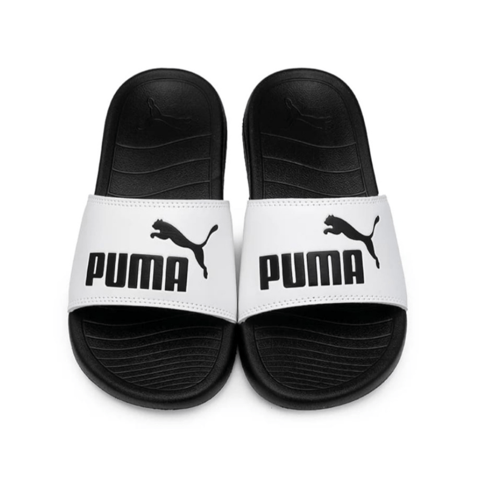 PUMA White & Black Slide Sandals