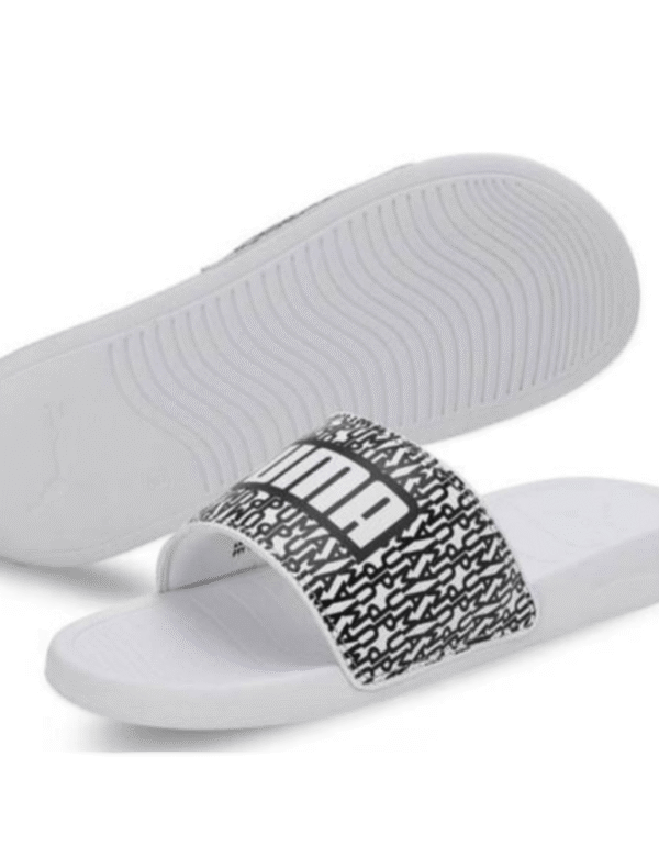 PUMA White Graphic Slide Sandals