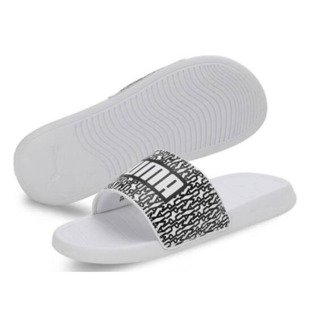 PUMA White Graphic Slide Sandals