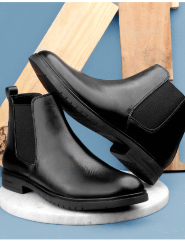 Synthetic Leather Black Chelsea Boots