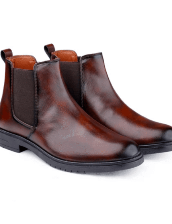 Synthetic Leather  Brown Chelsea Boots For Men