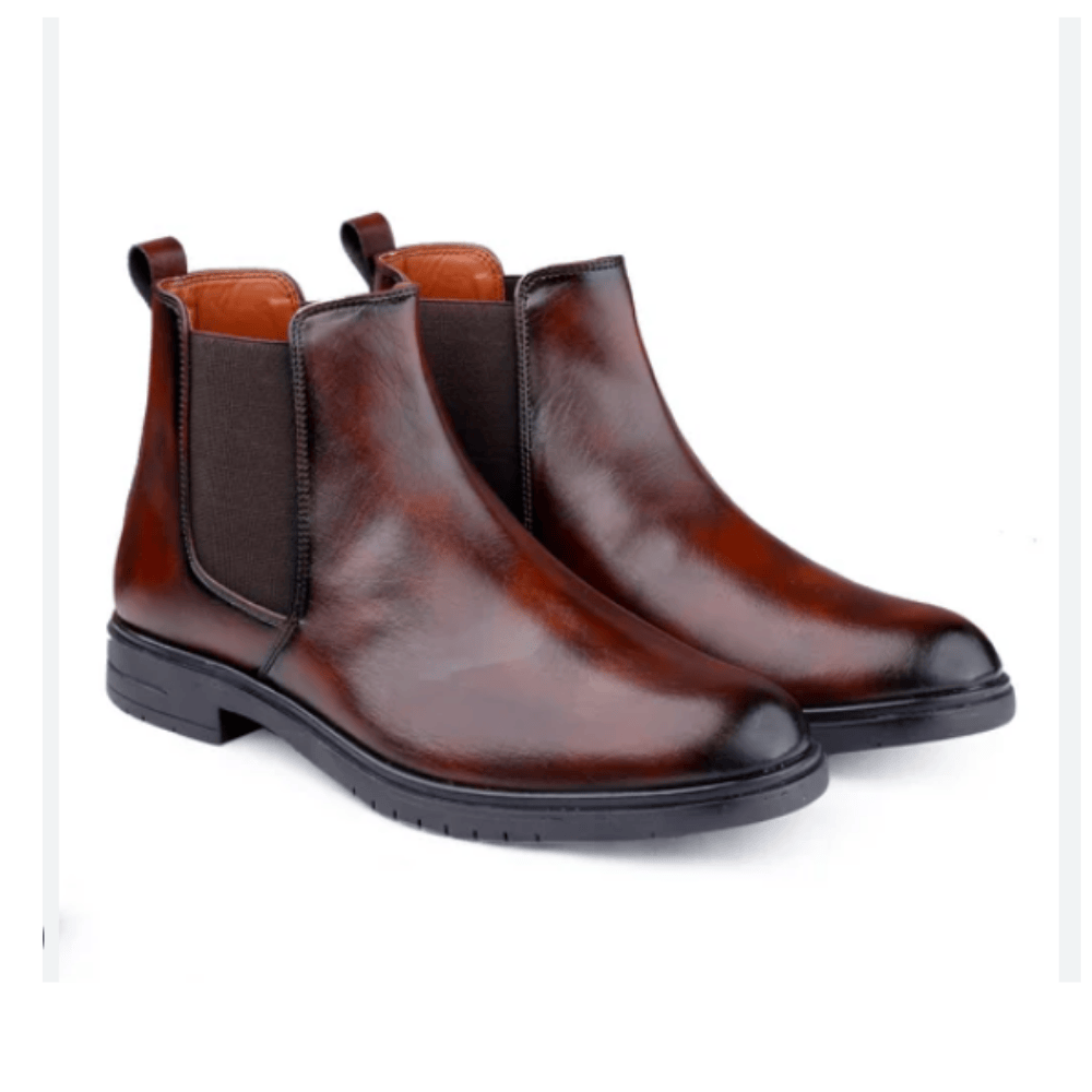 Synthetic Leather  Brown Chelsea Boots For Men