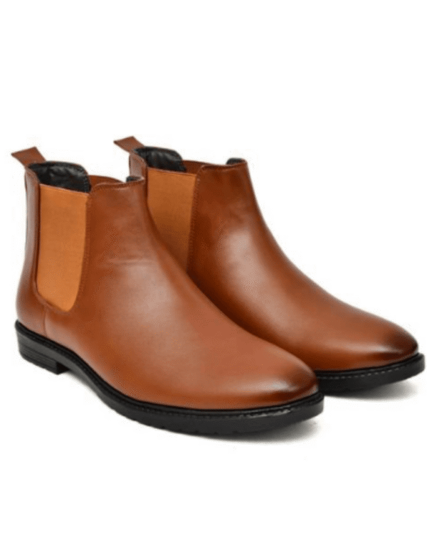 Synthetic Leather Premium  Brown Chelsea Boots For Men