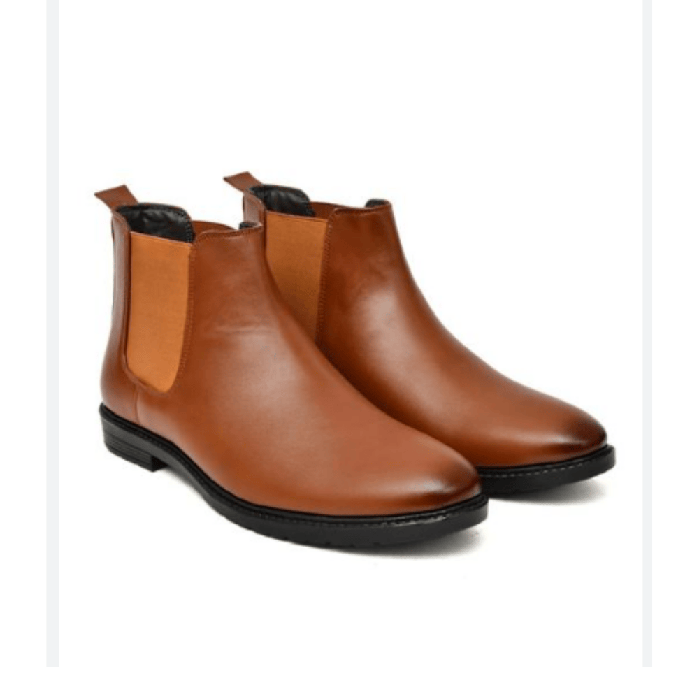 Synthetic Leather Premium  Brown Chelsea Boots For Men