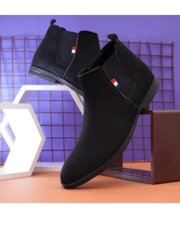 Synthetic VELVET Textured OFRI Black Chelsea Boots, Party Wear