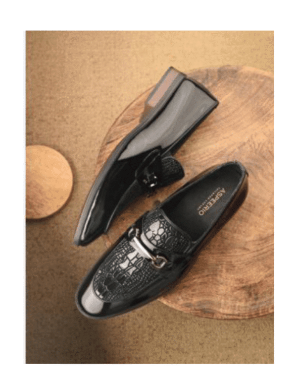 Black Mixed-Texture Patent Loafer