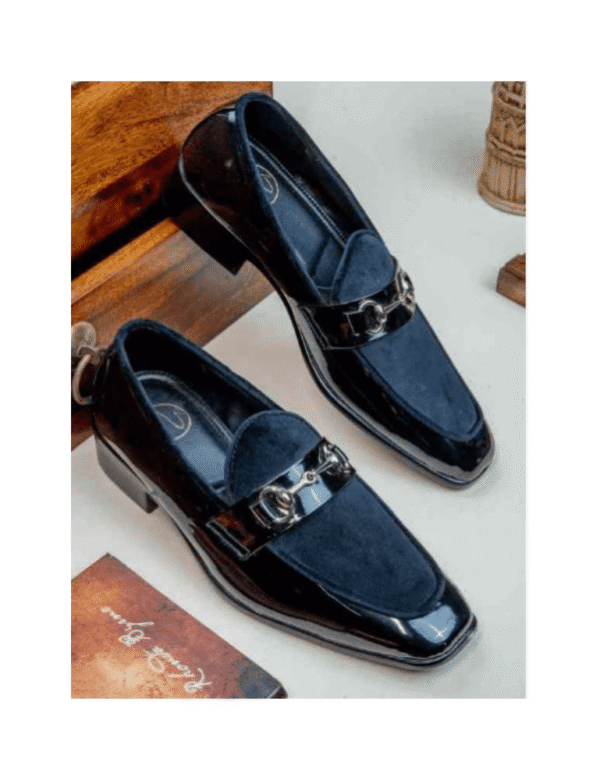 Navy Suede & Patent Loafer