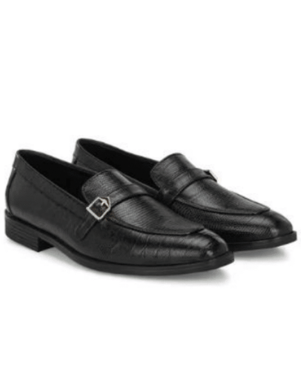 Black Textured Monk Loafer